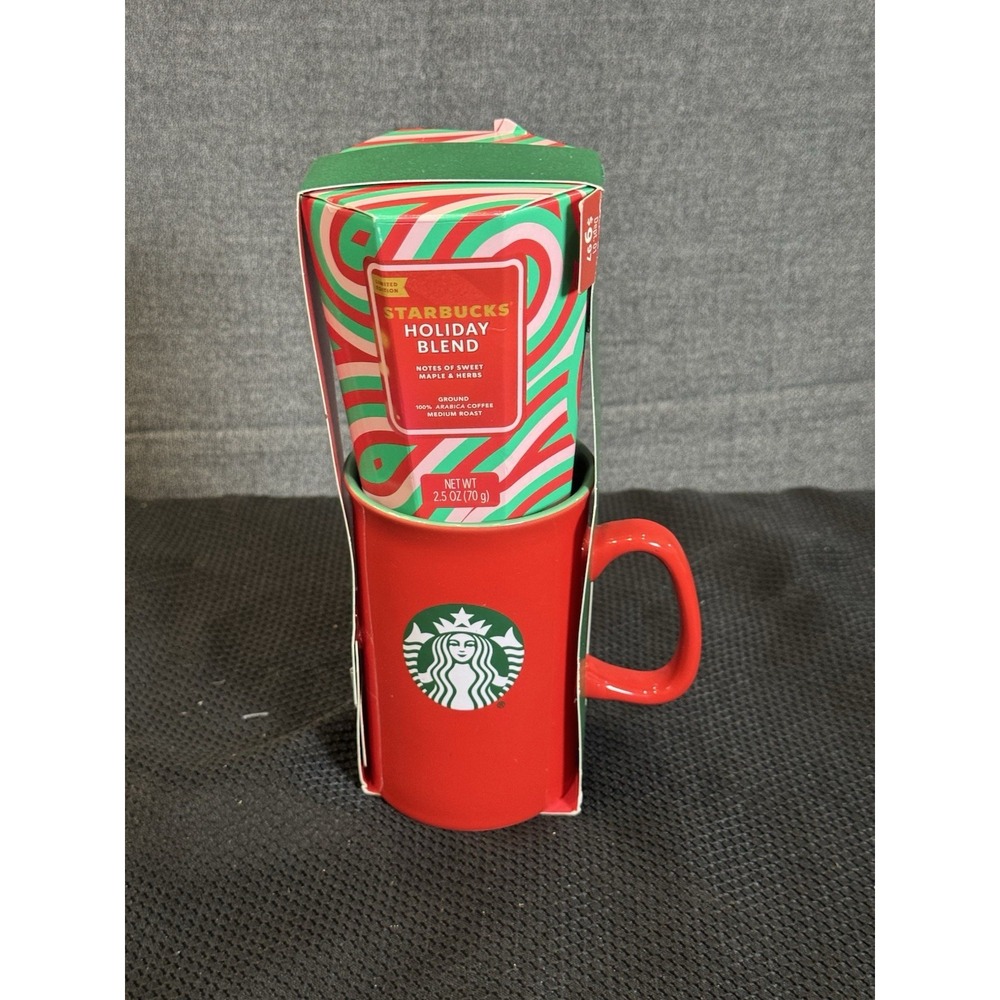 Starbucks 2024 Holiday Blend Red Coffee Mug and Coffee‎ Sample Gift Set Unopened